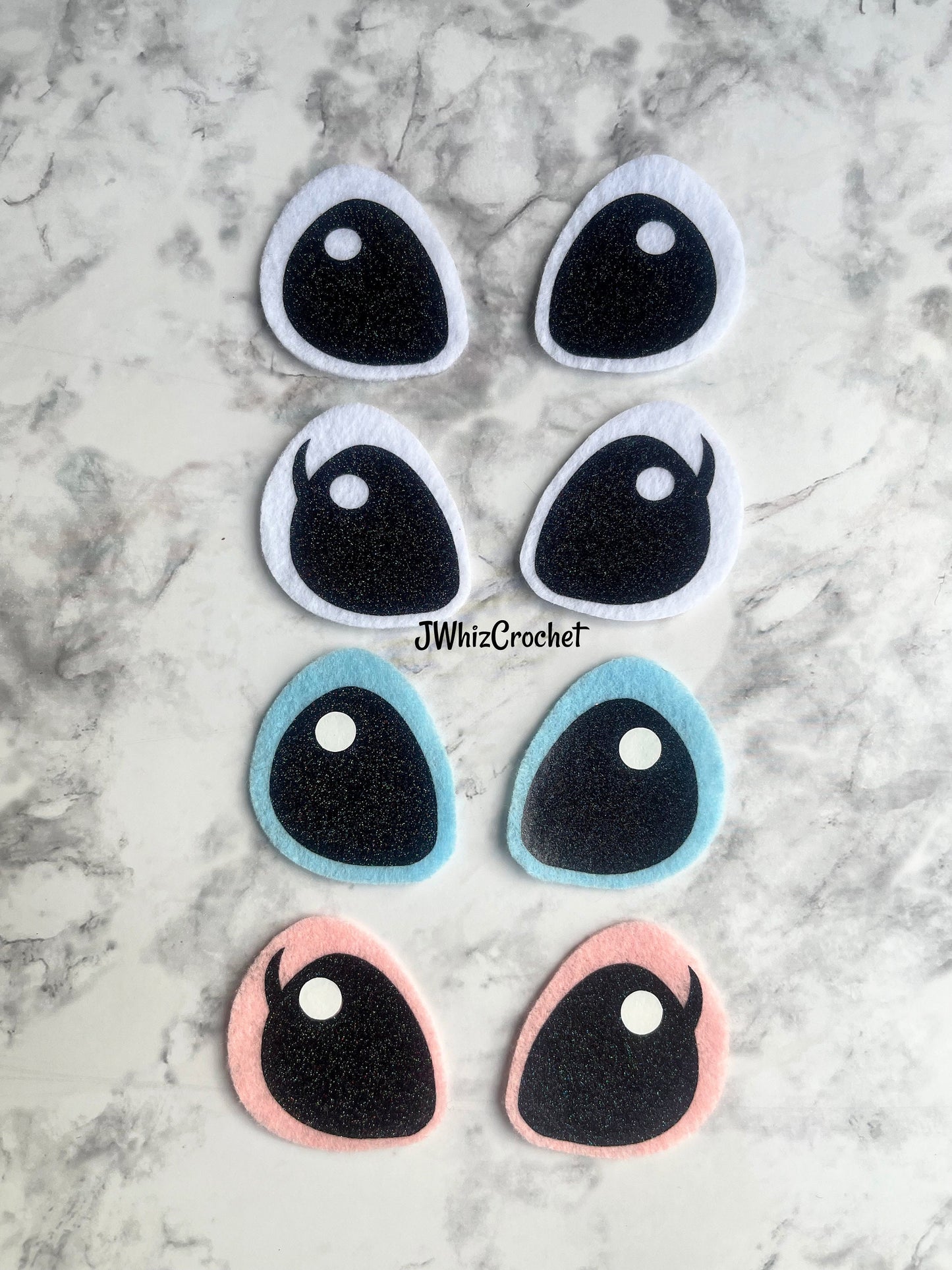 5 Sets Felt Glitter Stitch Eyes, Felt Glitter Angel Eyes, Alien Eyes, Felt Stitch Nose, Felt Angel Nose, Amigurumi Eyes, 3 Sizes