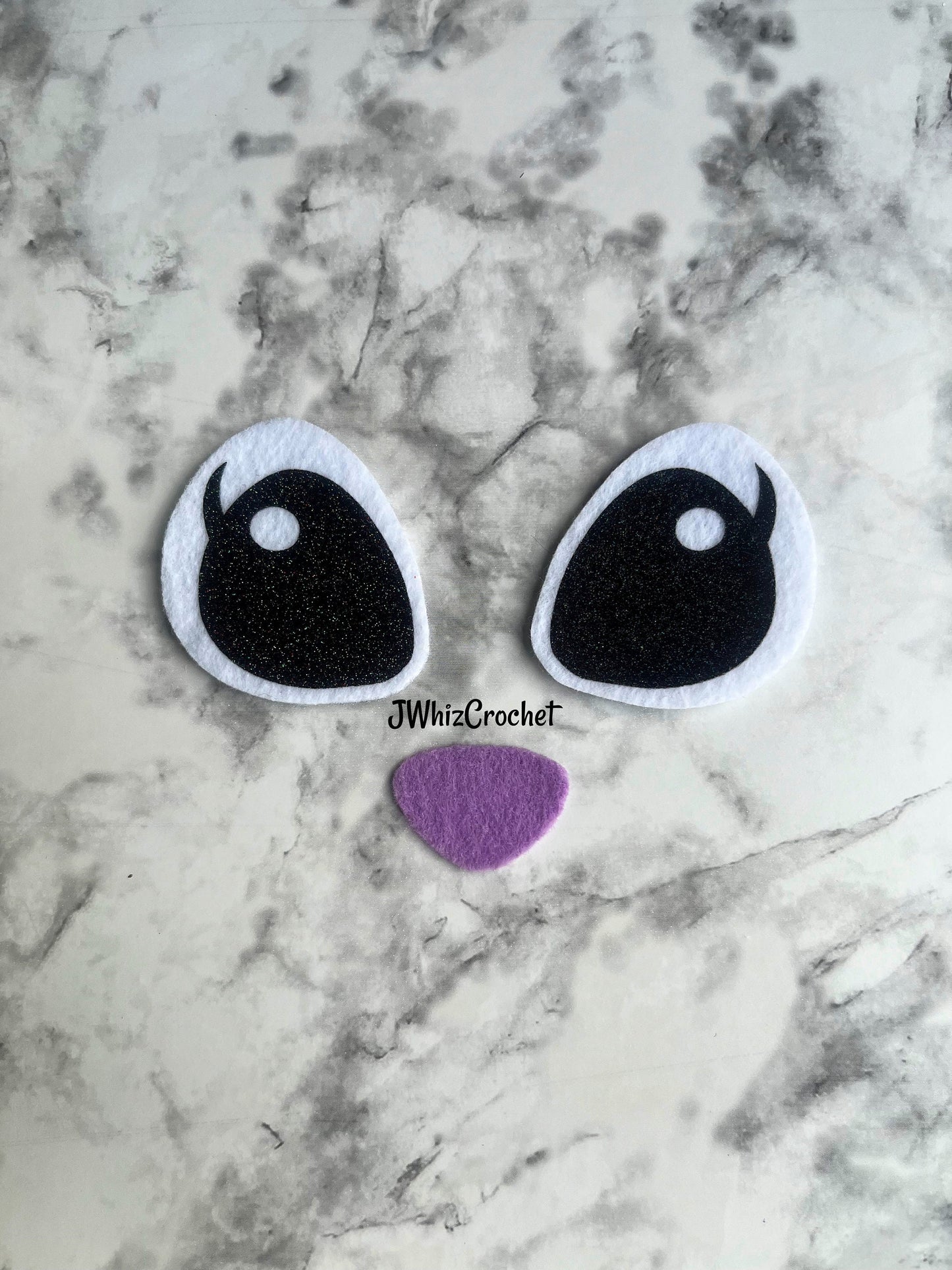 5 Sets Felt Glitter Stitch Eyes, Felt Glitter Angel Eyes, Alien Eyes, Felt Stitch Nose, Felt Angel Nose, Amigurumi Eyes, 3 Sizes