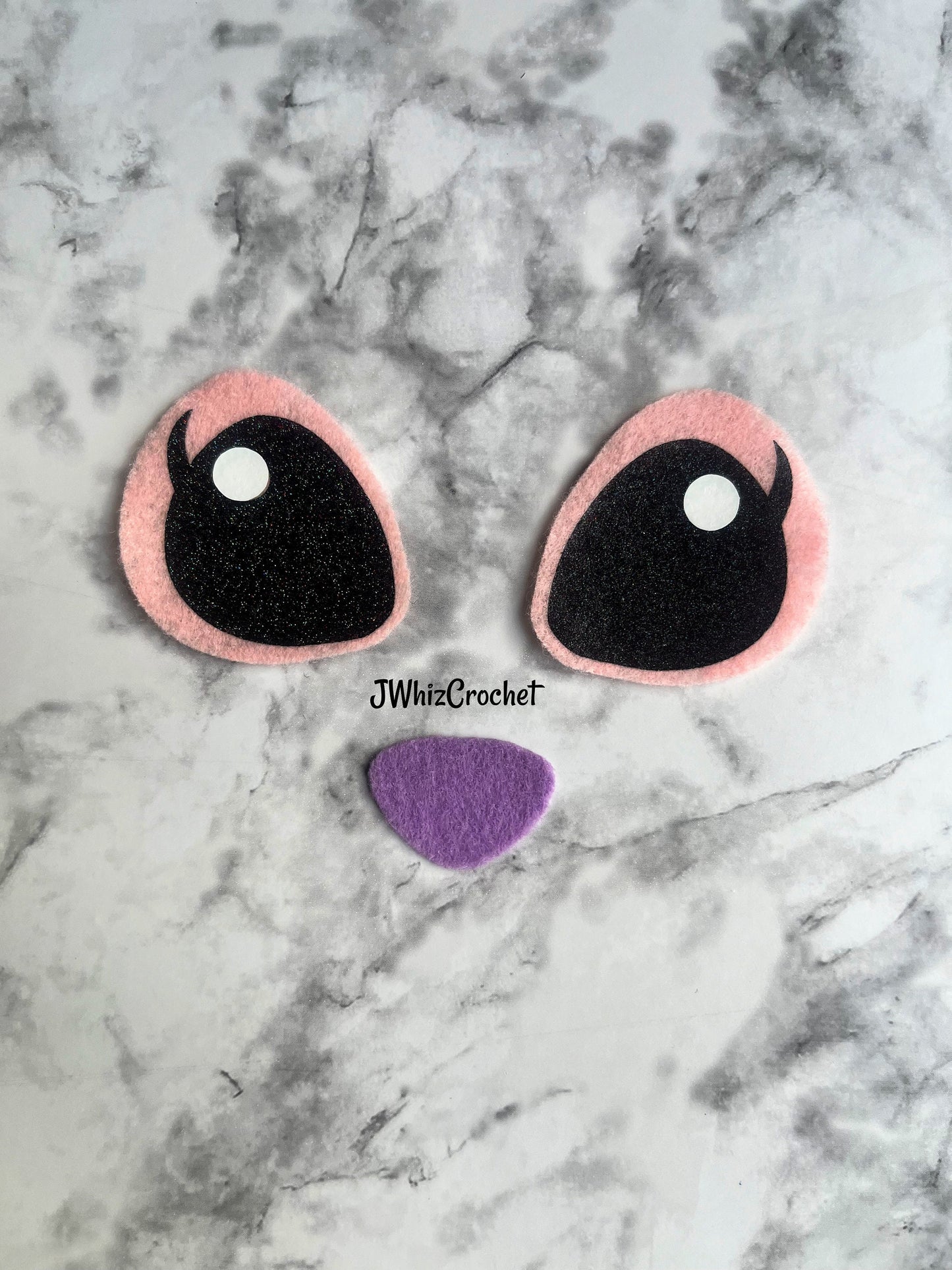 5 Sets Felt Glitter Stitch Eyes, Felt Glitter Angel Eyes, Alien Eyes, Felt Stitch Nose, Felt Angel Nose, Amigurumi Eyes, 3 Sizes