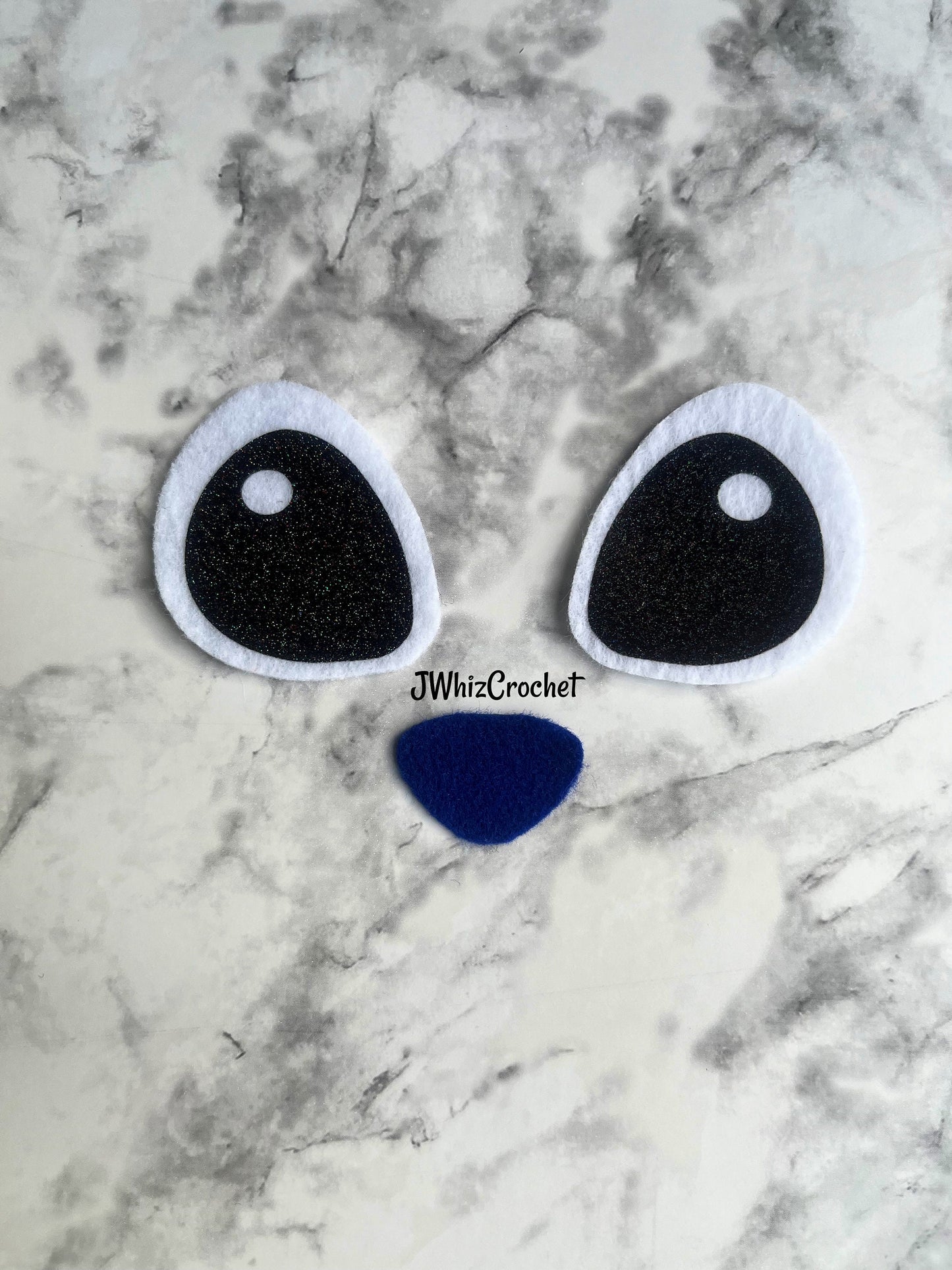 5 Sets Felt Glitter Stitch Eyes, Felt Glitter Angel Eyes, Alien Eyes, Felt Stitch Nose, Felt Angel Nose, Amigurumi Eyes, 3 Sizes