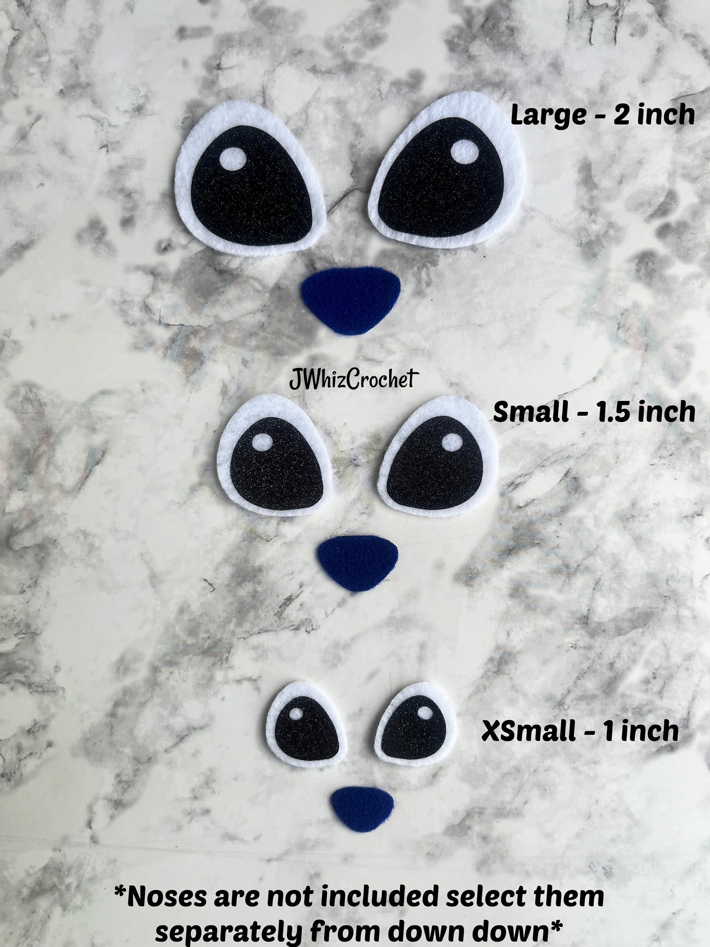 5 Sets Felt Glitter Stitch Eyes, Felt Glitter Angel Eyes, Alien Eyes, Felt Stitch Nose, Felt Angel Nose, Amigurumi Eyes, 3 Sizes