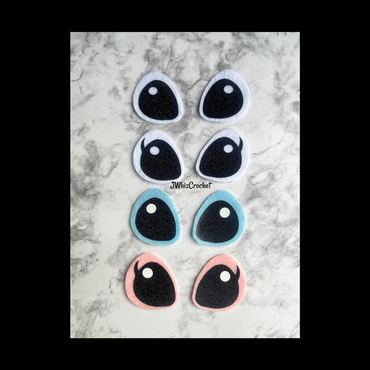5 Sets Felt Glitter Stitch Eyes, Felt Glitter Angel Eyes, Alien Eyes, Felt Stitch Nose, Felt Angel Nose, Amigurumi Eyes, 3 Sizes